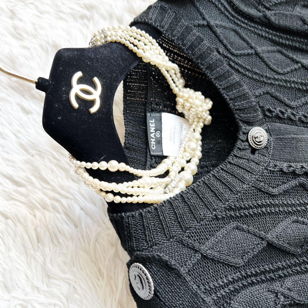 美品 CHANEL シャネル ココ ケーブル ニット ジャケット カーディガン