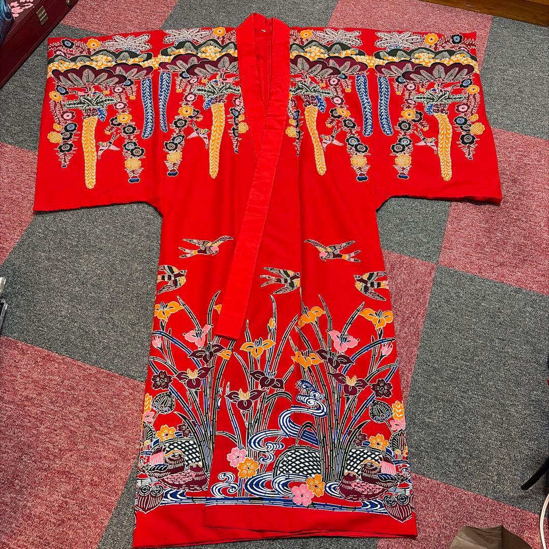 琉球紅型打ち掛け　赤