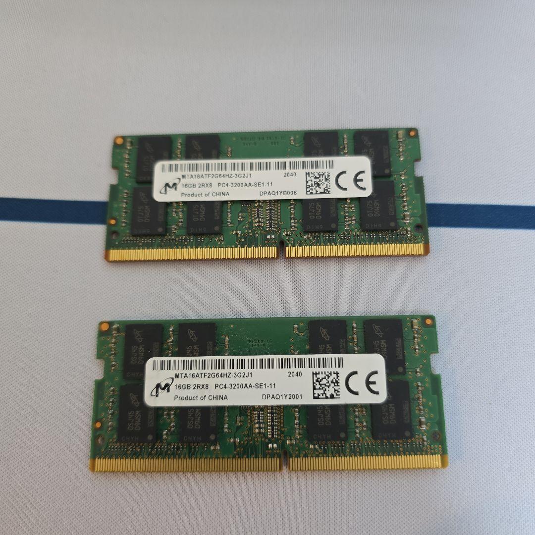DDR4-3200 SO-DIMM 16GB ×2枚 Micron 32GB
