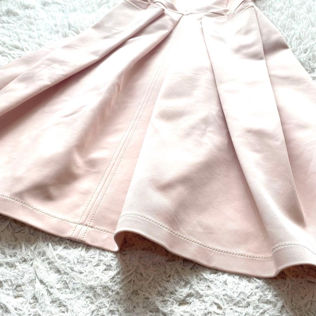 美品✨ルネ　ワンピース　ピンク　ひざ丈　タック　ノースリーブ　36 M