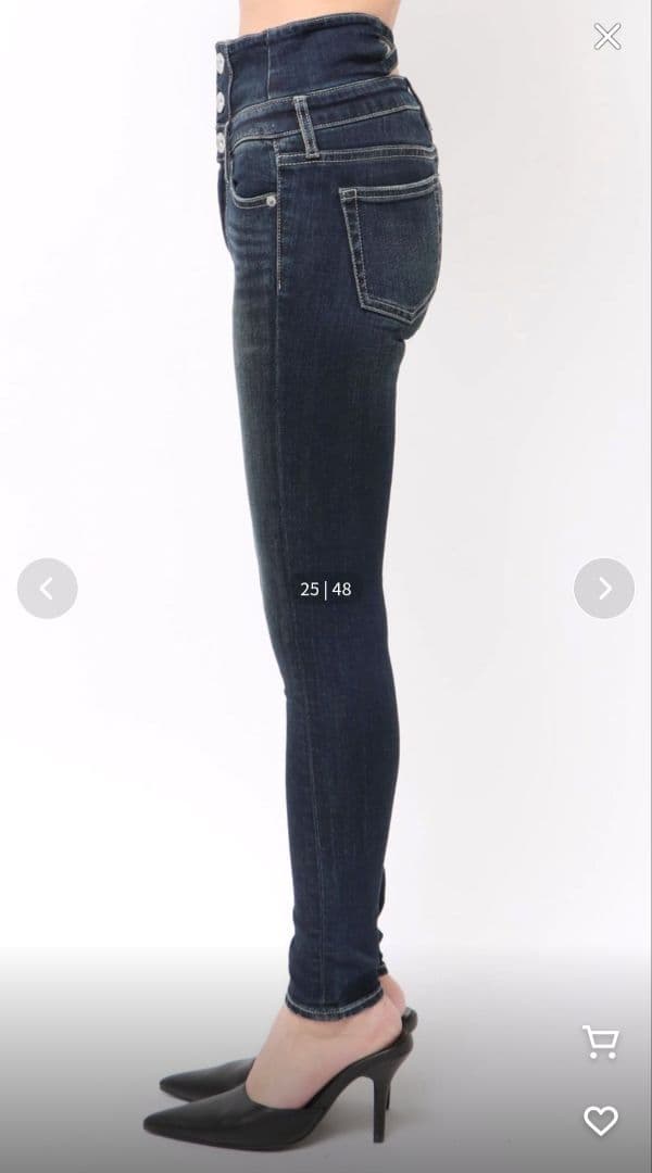 新品　GYDA　ハイウエストクロススキニーデニムパンツ　インディゴ　サイズS