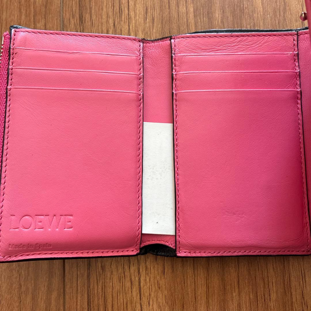 LOEWE レザー 三つ折り財布 ピンク