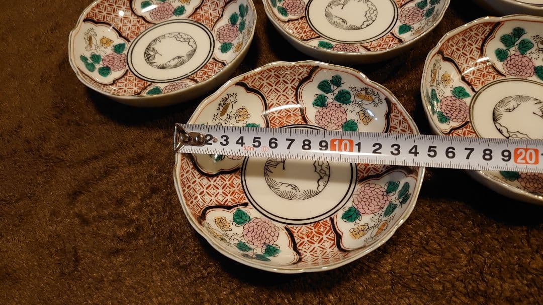 古伊万里　伊万里　色絵　なます皿　華の図　５客