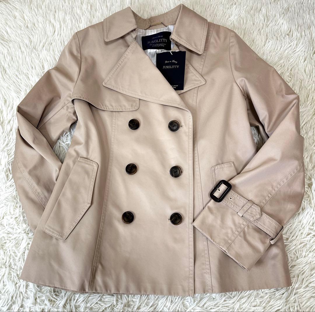 新品タグ付き JUSGLITTY ショートトレンチコート ダブルボタン