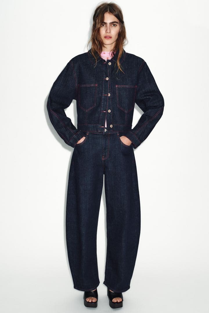 完売品 ZARA Z1975ハイウエストバレルフィットデニムパンツ EU38