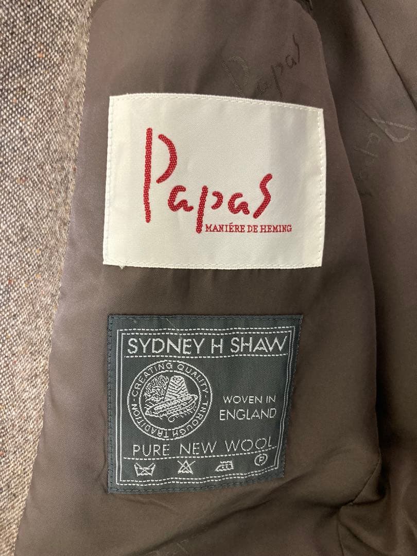 英国製生地 Papas パパス ツイードジャケット ウール100% S44