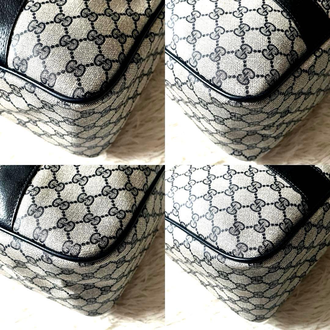 美品 GUCCI ボストンバッグ GGネイビー シェリーライン ヴィンテージ