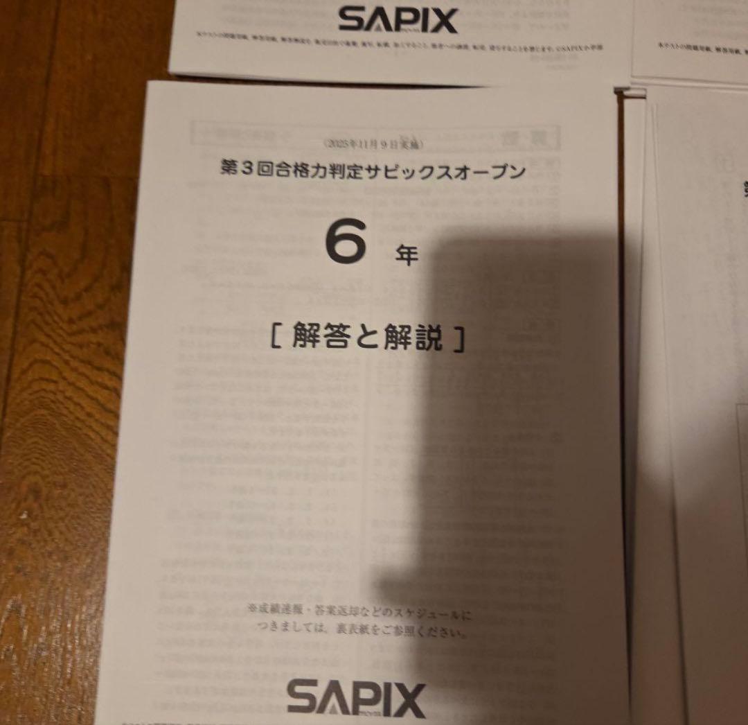 全4回合格力判定サピックスオープン2025年 6年