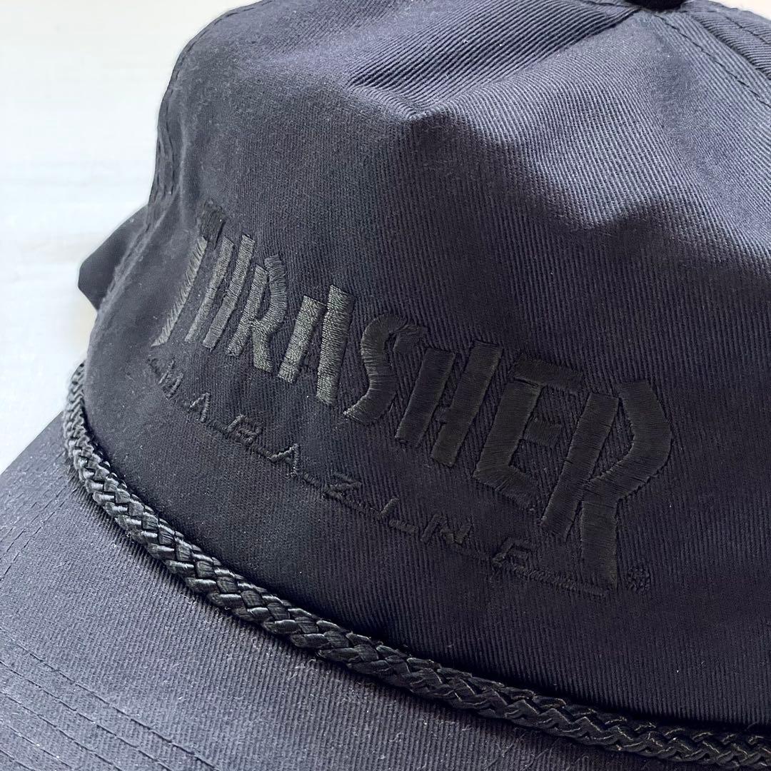 80's THRASHER スラッシャー 黒 スナップバック トラッカーキャップ