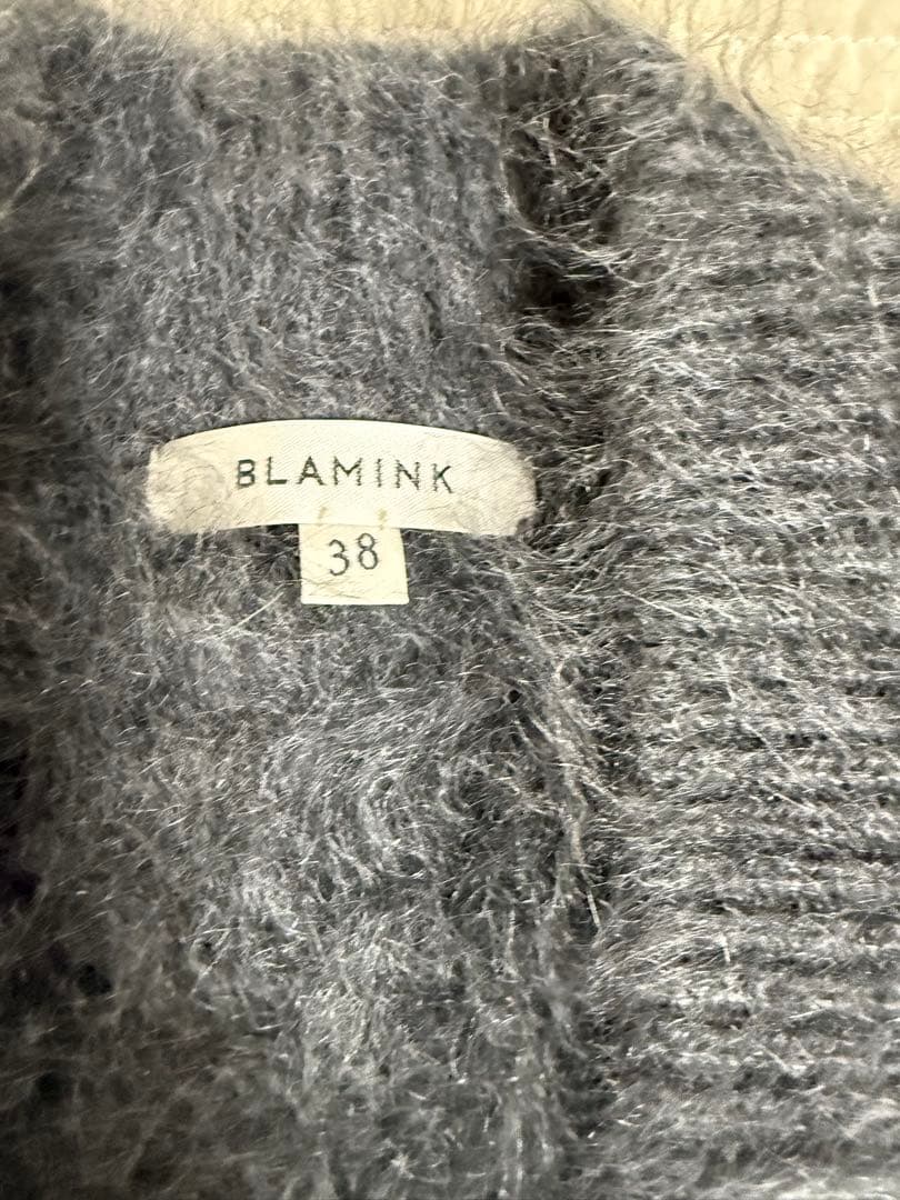 ブラミンク　BLAMINK カシミアファーカーディガン　グレー　38