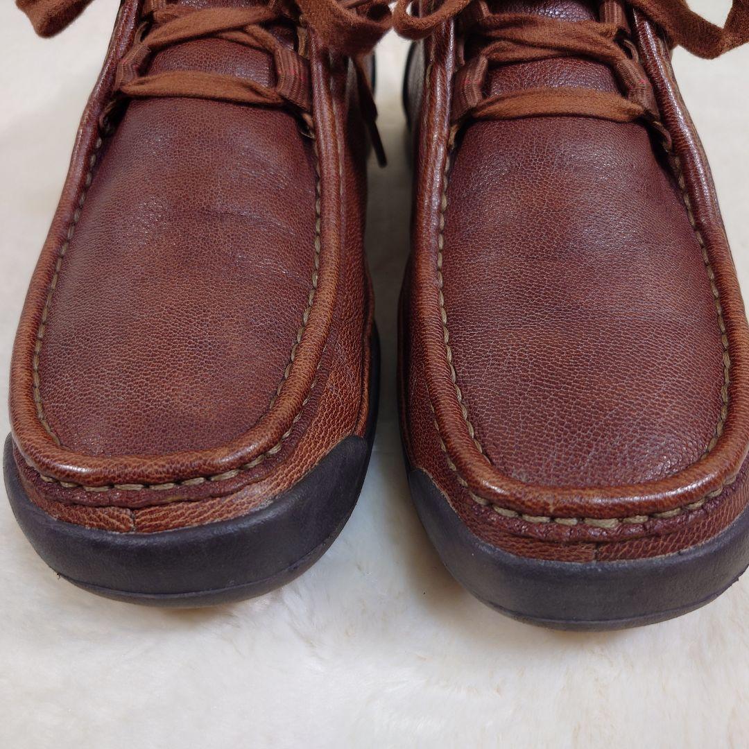 CLARKS クラークス 本革 レザー ワラビー シボ加工　ブラウン 25cm