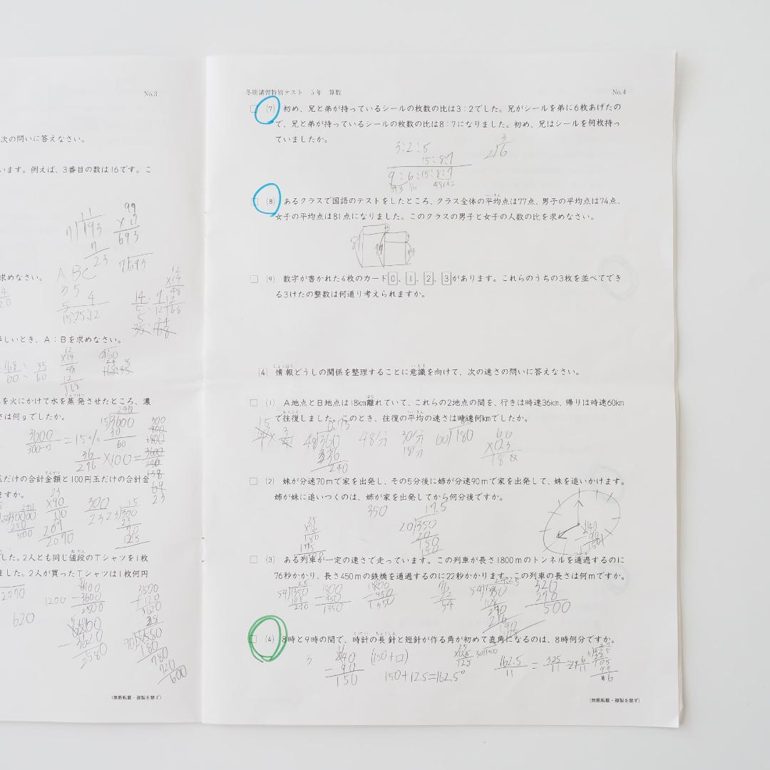 日能研 2024年度5年生 育成テスト全て＋季節講習テスト全て