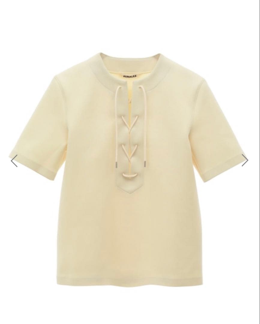 新品未使用 タグ付 25SS AURALEE ホワイト レースアップ Tシャツ