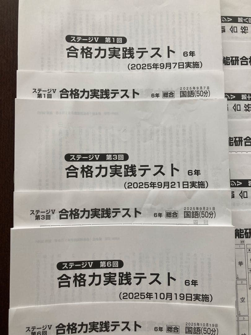 日能研　2025年　6年　後期　育成テスト　実践テスト
