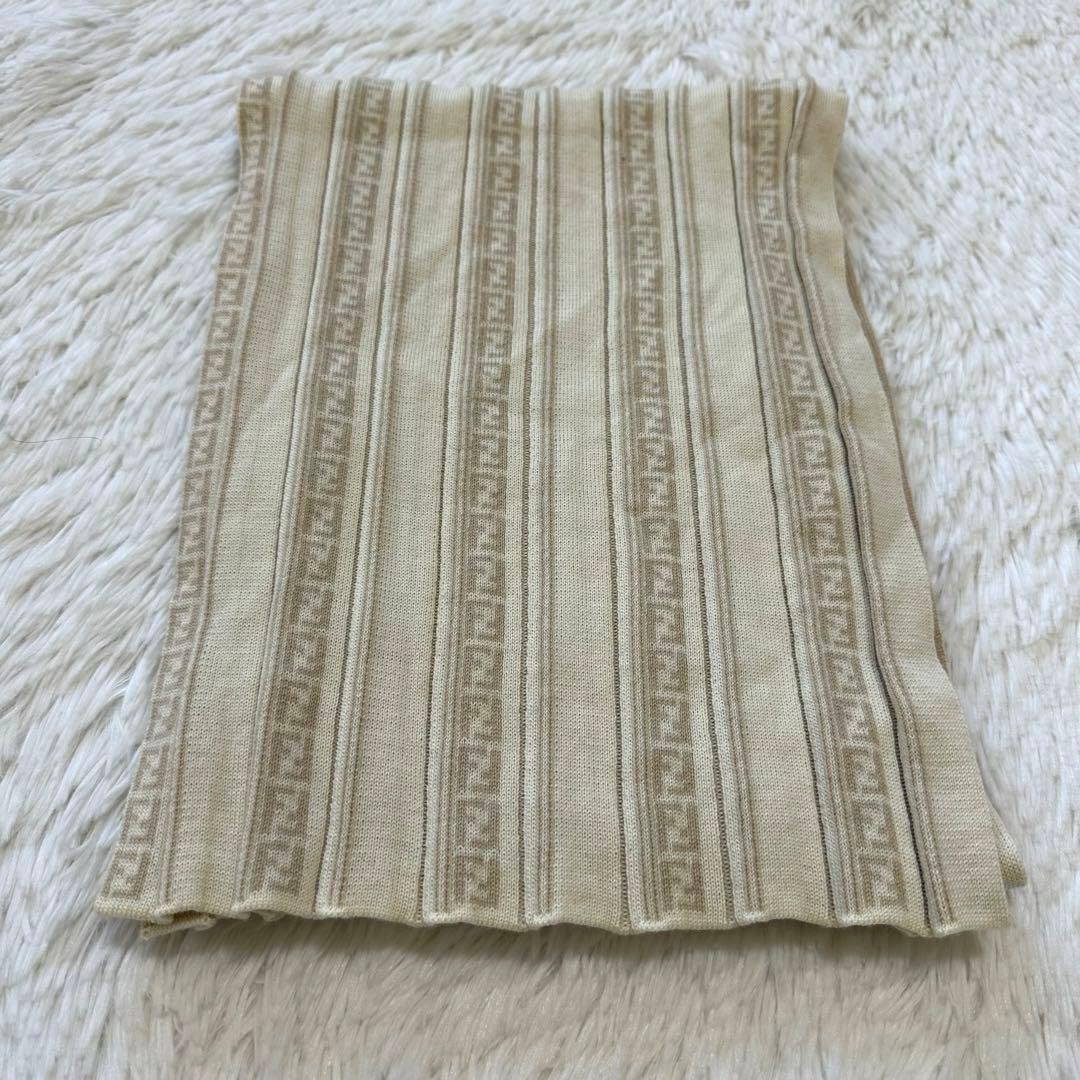 美品✨フェンディ リバーシブルマフラー ズッカ柄 ベージュ ホワイト