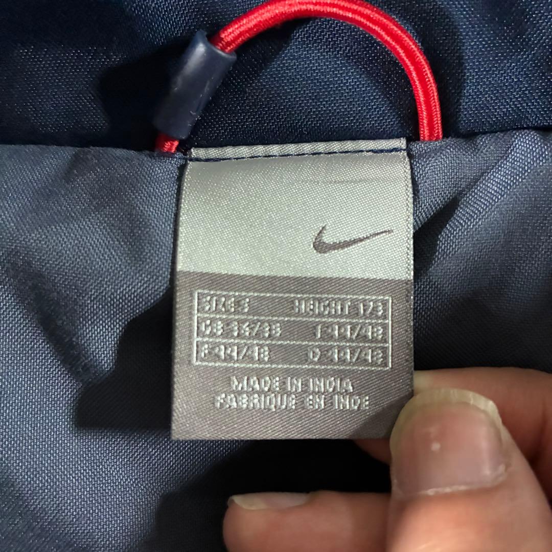 00s NIKE中綿ウォームアップジャケット刺繍ロゴドローコードビッグスウッシュ