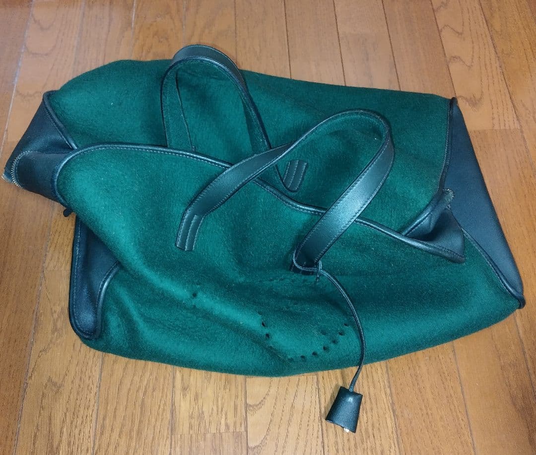 エルメス◇ボストンバッグ◇フェルト✕レザー◇グリーン◇オシャレ◇希少◇格安出品