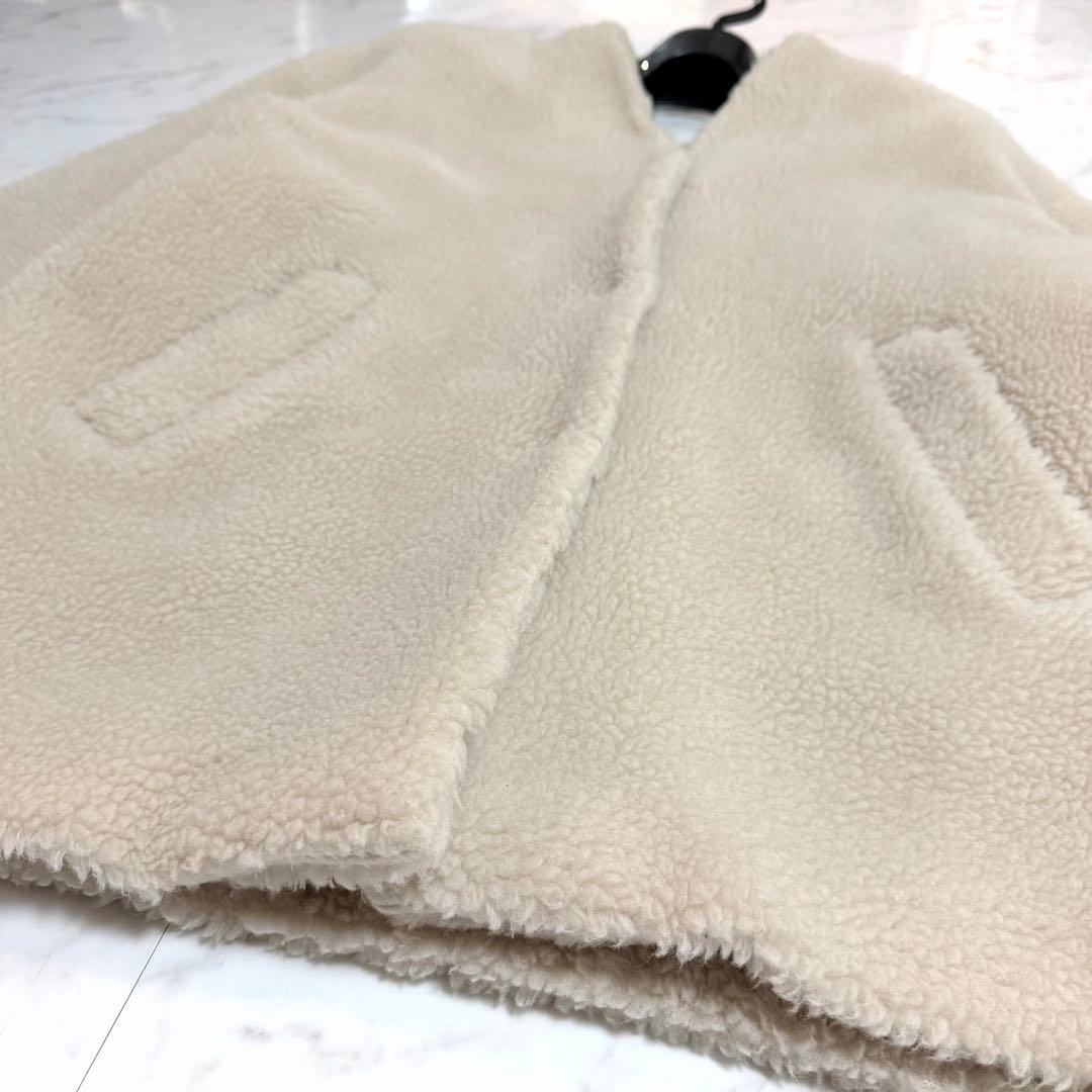 【美品】破格‼︎✨️ノーブル Wボア Vカラー コート ノーカラー アイボリー