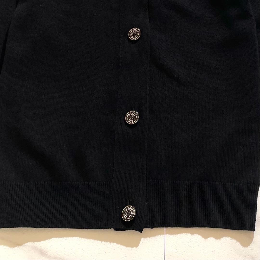 【極美品/カシミヤ100%】HERMES エルメス ロングカーディガン 黒