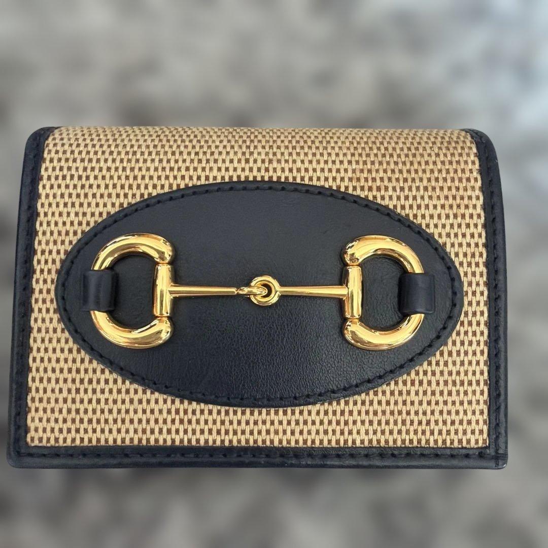 Gucci 二つ折り財布 ベージュ/ブラック