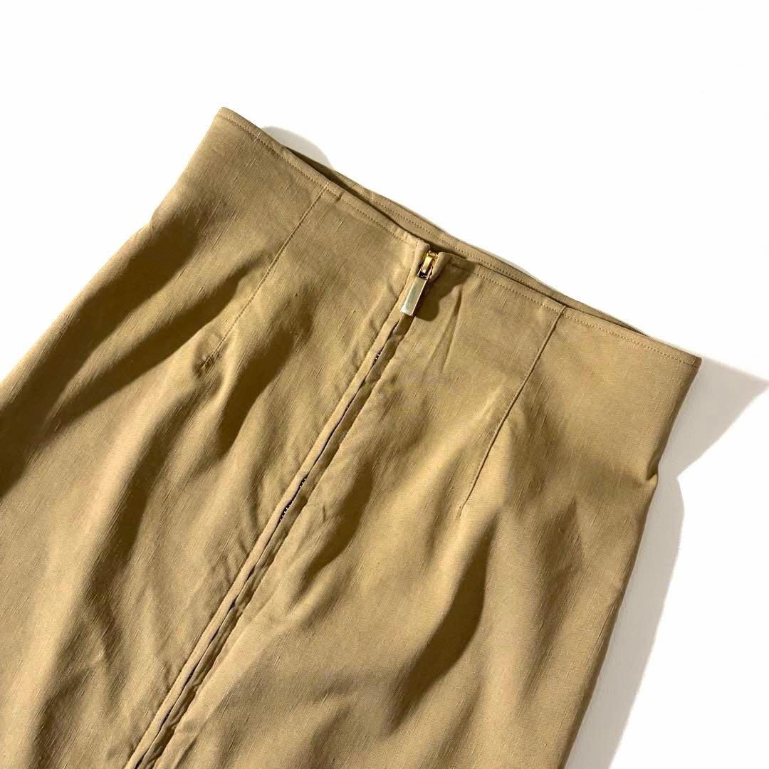 極美品　ノーブル　25SS コンフォートストレッチジップタイトスカート リネン混