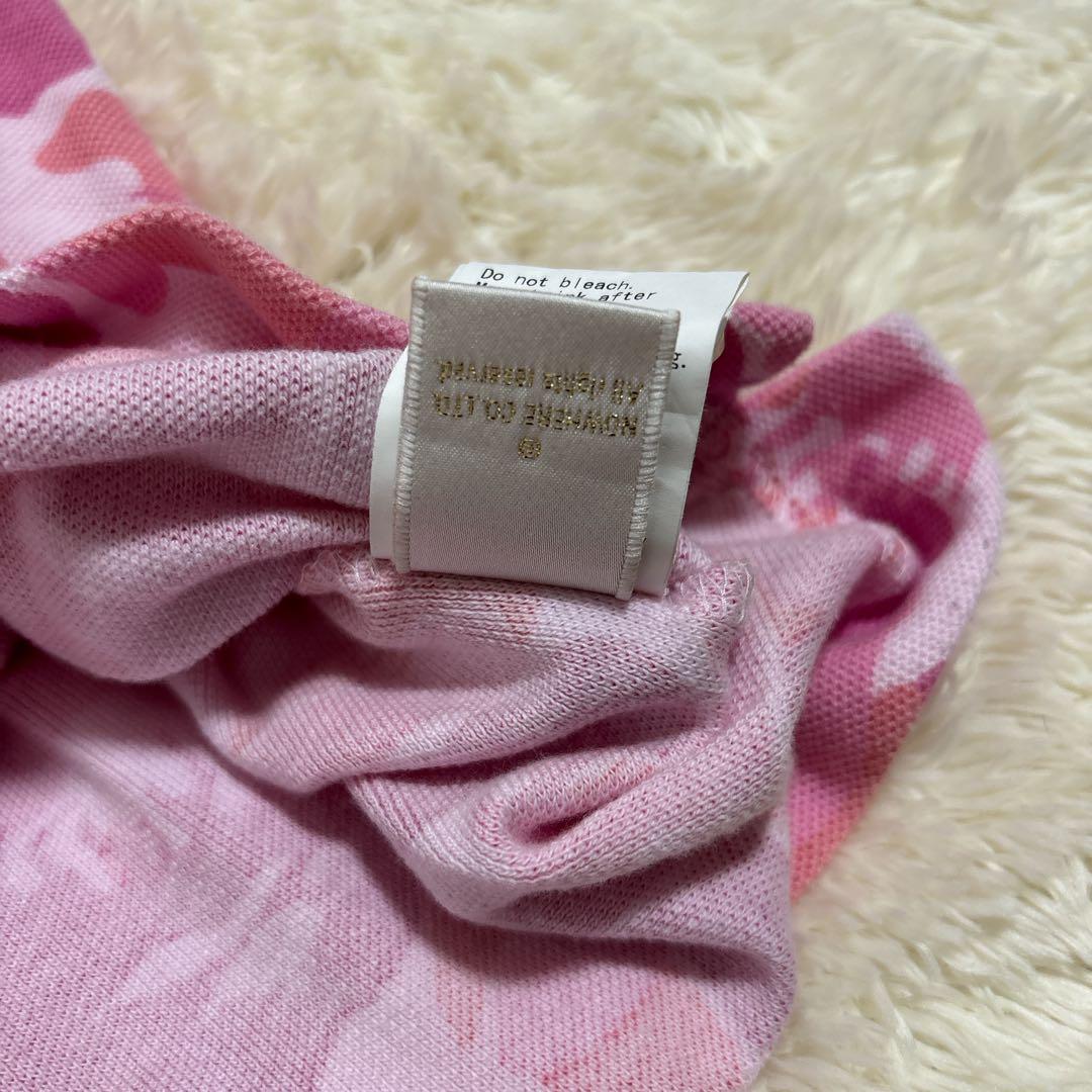 アベイシングエイプ フレイムカモ　迷彩　ピンク　刺繍ロゴ　ポロシャツ　半袖