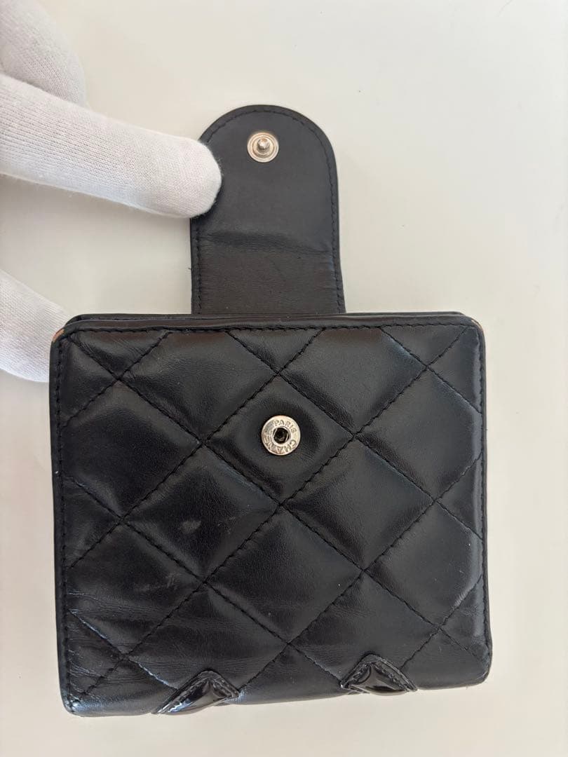 CHANEL シャネル カンボンライン 二つ折財布 がま口 ココマーク　ブラック