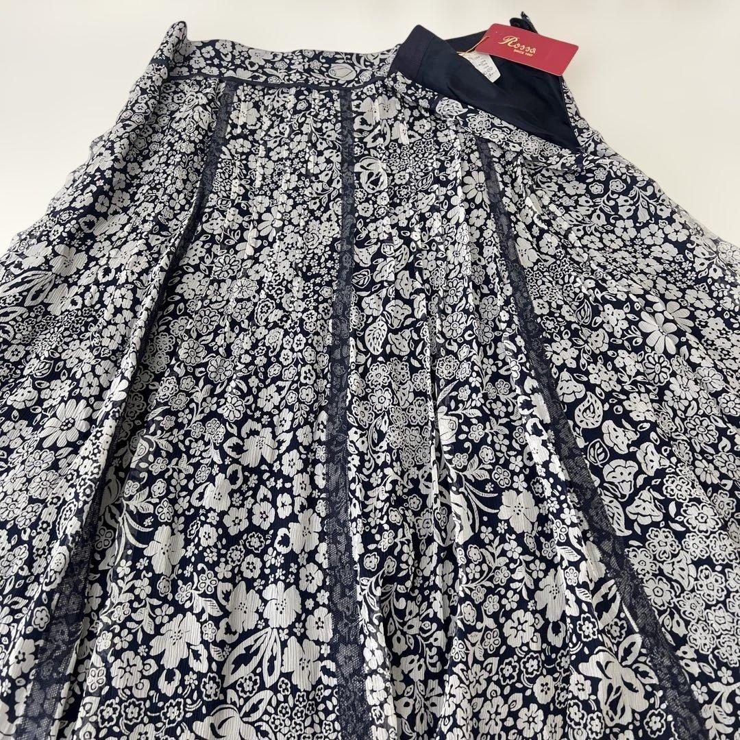 サ*❤様 ロッサ rossa ネイビー 花柄 カーディガン スカート定価150,
