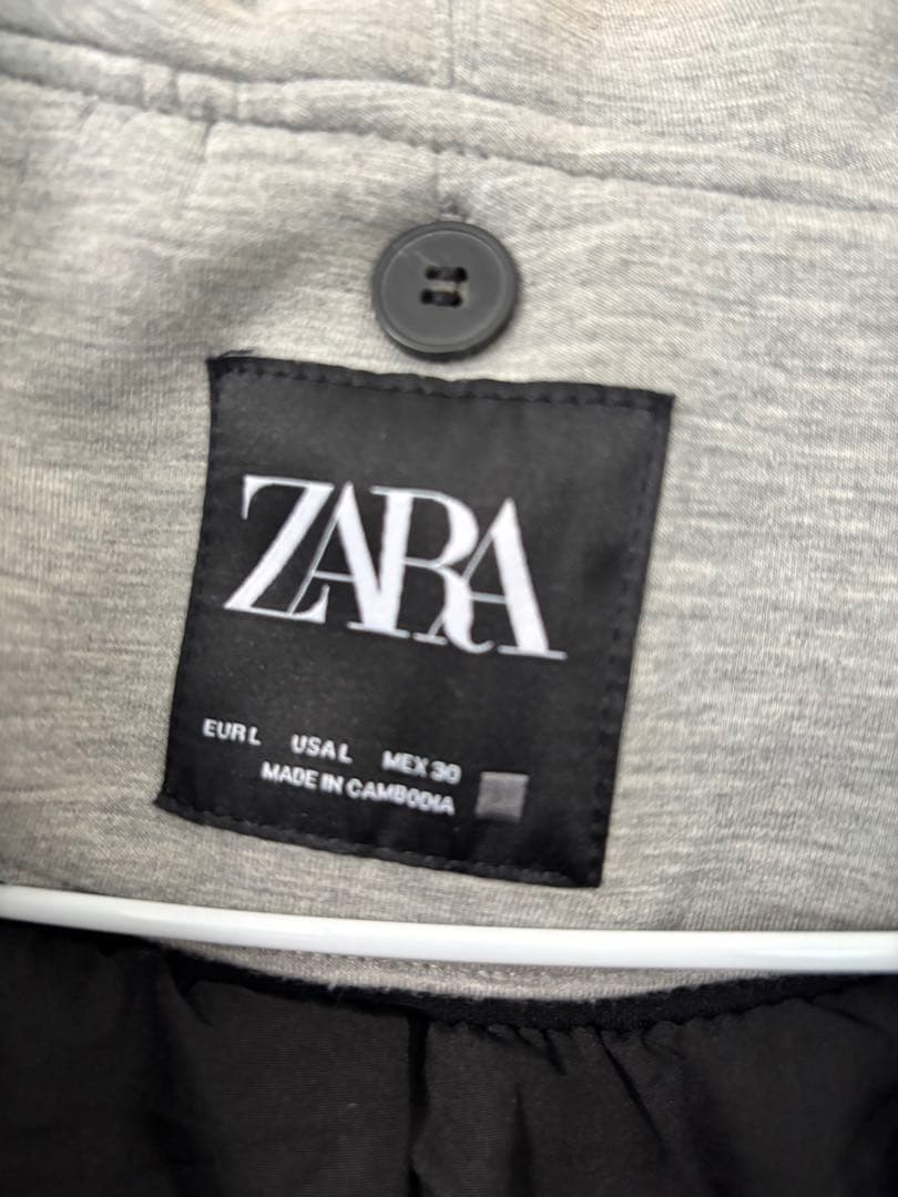 ZARA フード付きロングコート 黒