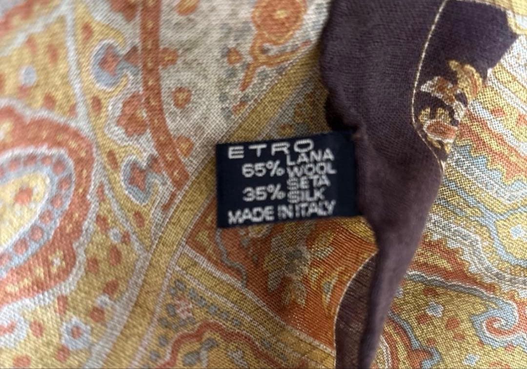ETRO ペイズリー柄 ストール 大判 ブラウン系