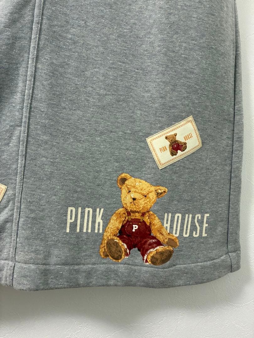 PINK HOUSE テディベア　ワッペン スウェット ロングスカート　グレー
