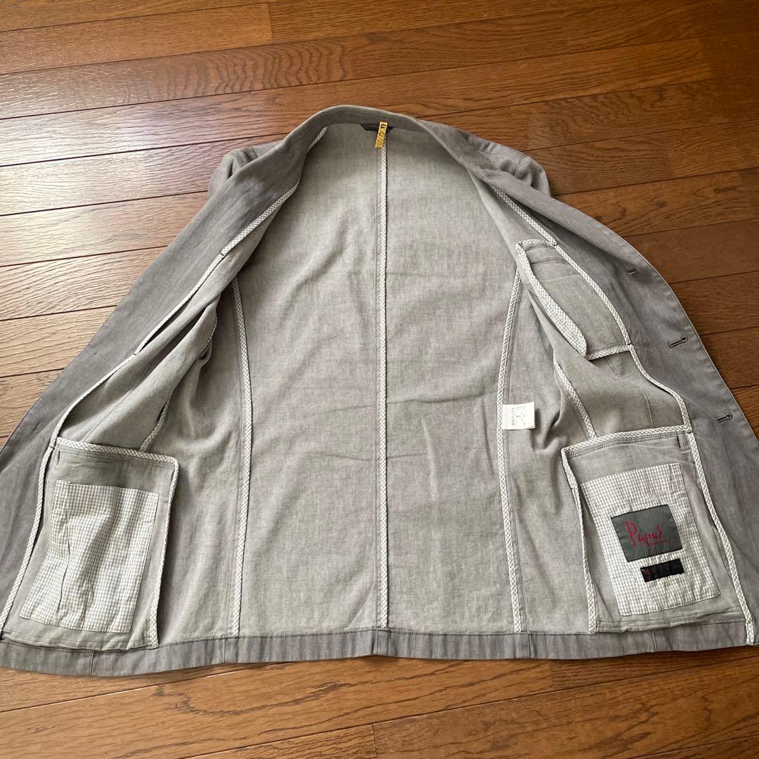 Papas パパス（麻５５綿４５）ジャケット Sサイズ　裏無し　グレー