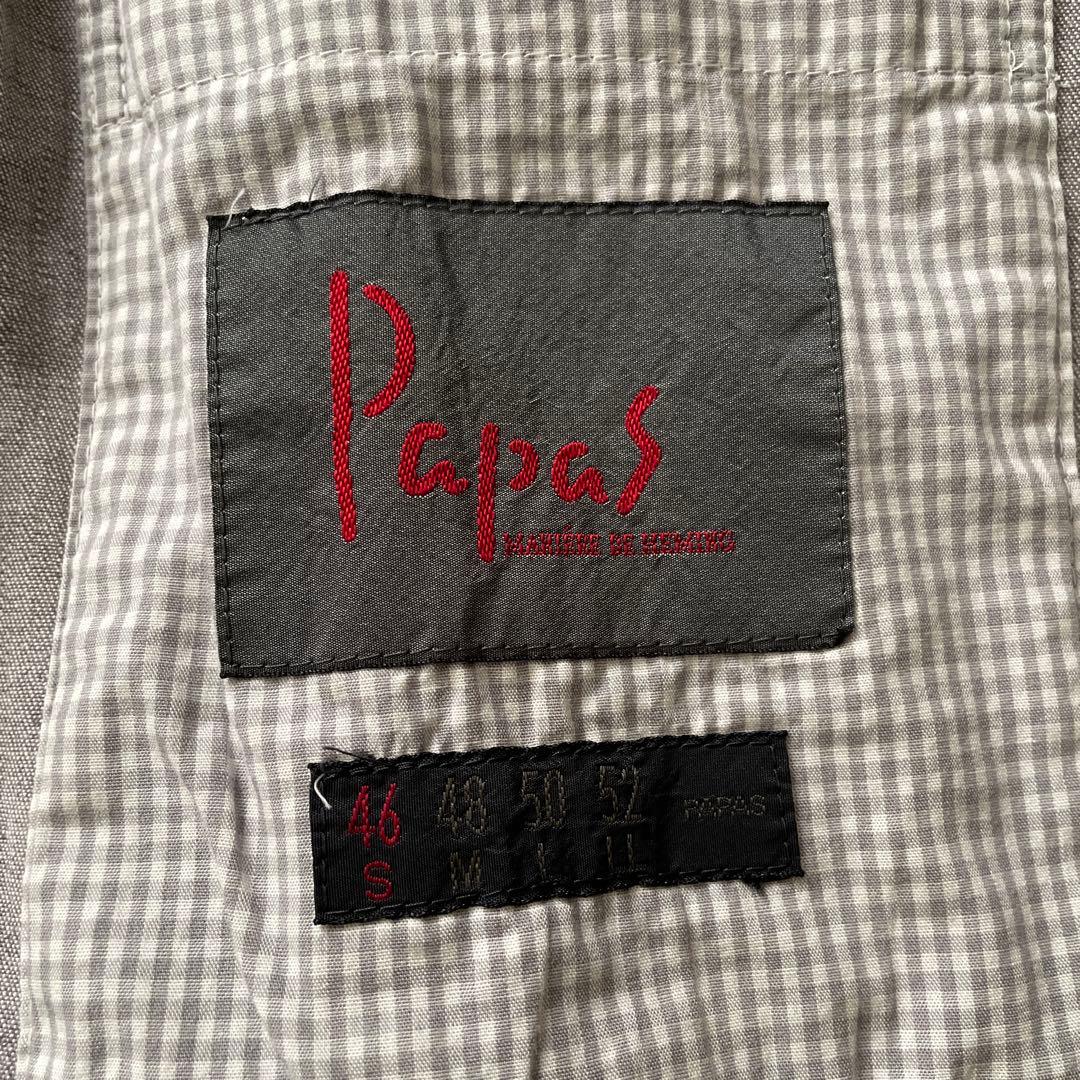 Papas パパス（麻５５綿４５）ジャケット Sサイズ　裏無し　グレー