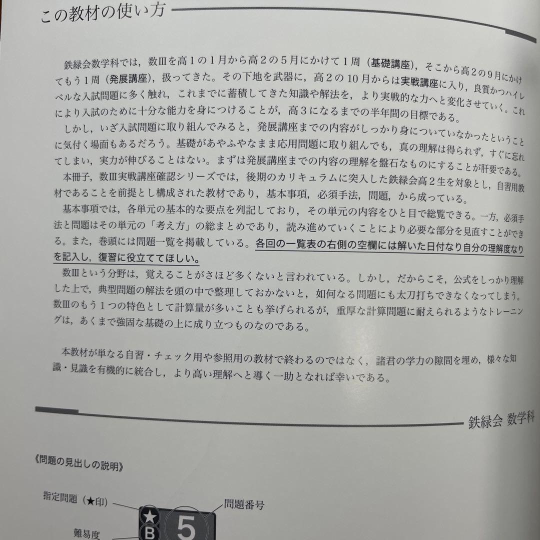 鉄緑数III実戦講座確認シリーズ 新品・未使用