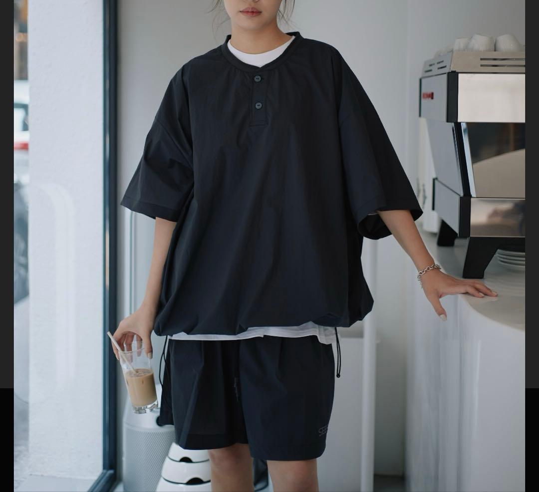トップス SEESEE BIGNYLON HENLEY DRAWSTRINGS SS