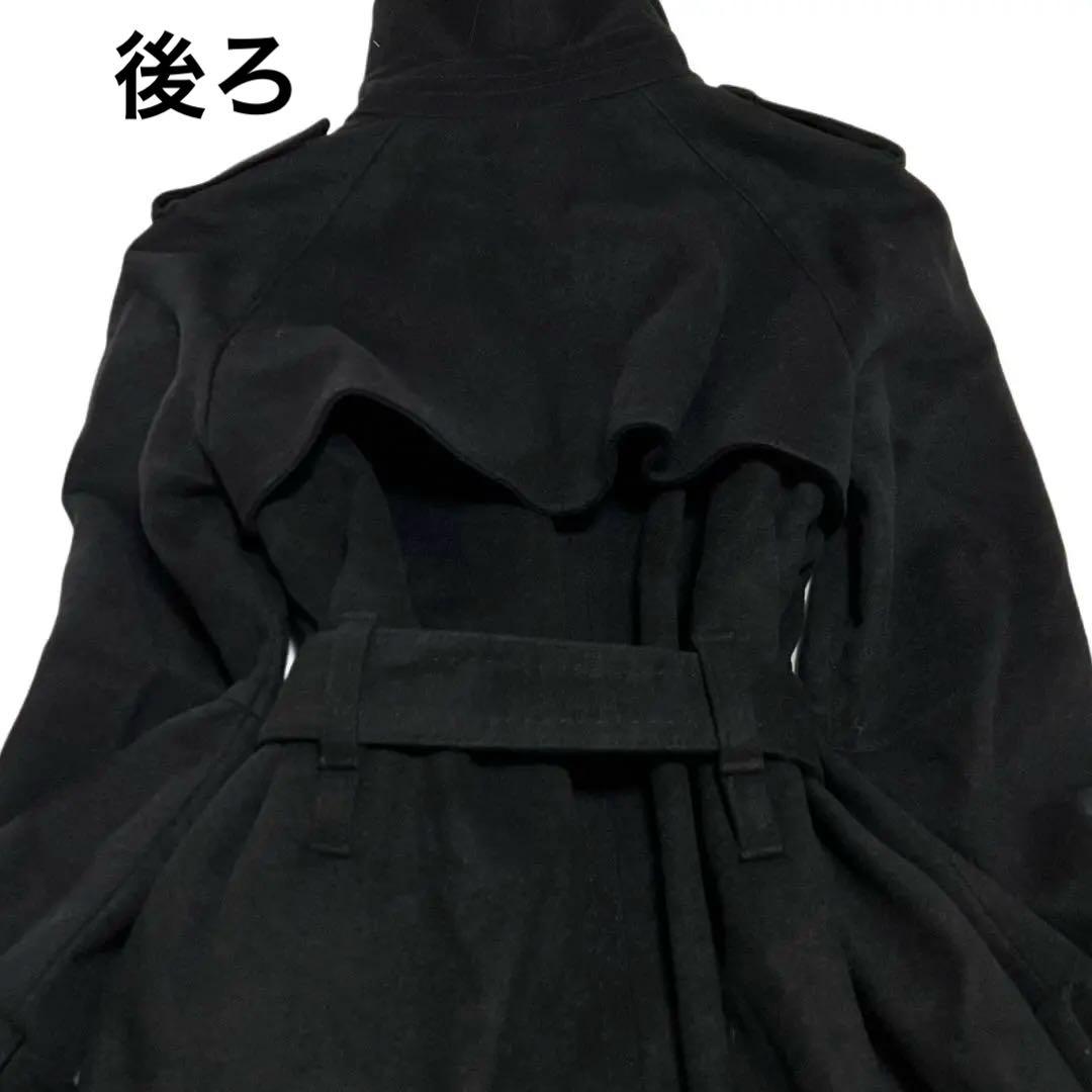 PAULE KA ウール混 トレンチコート S ブラック ロング ベルト付