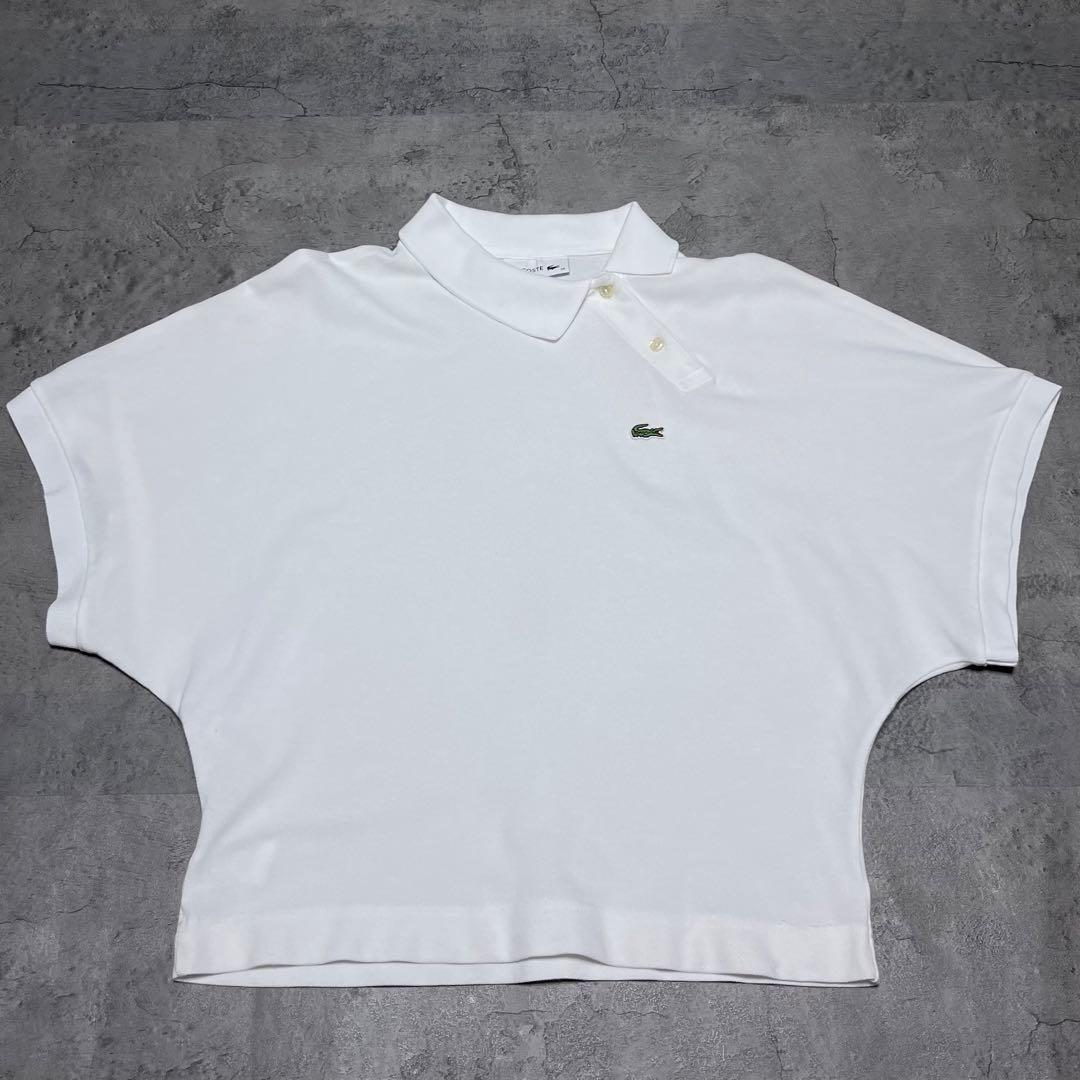 ラコステ　LACOSTE 変形　キモノスリーブ　ホワイト　ポロシャツ　36サイズ