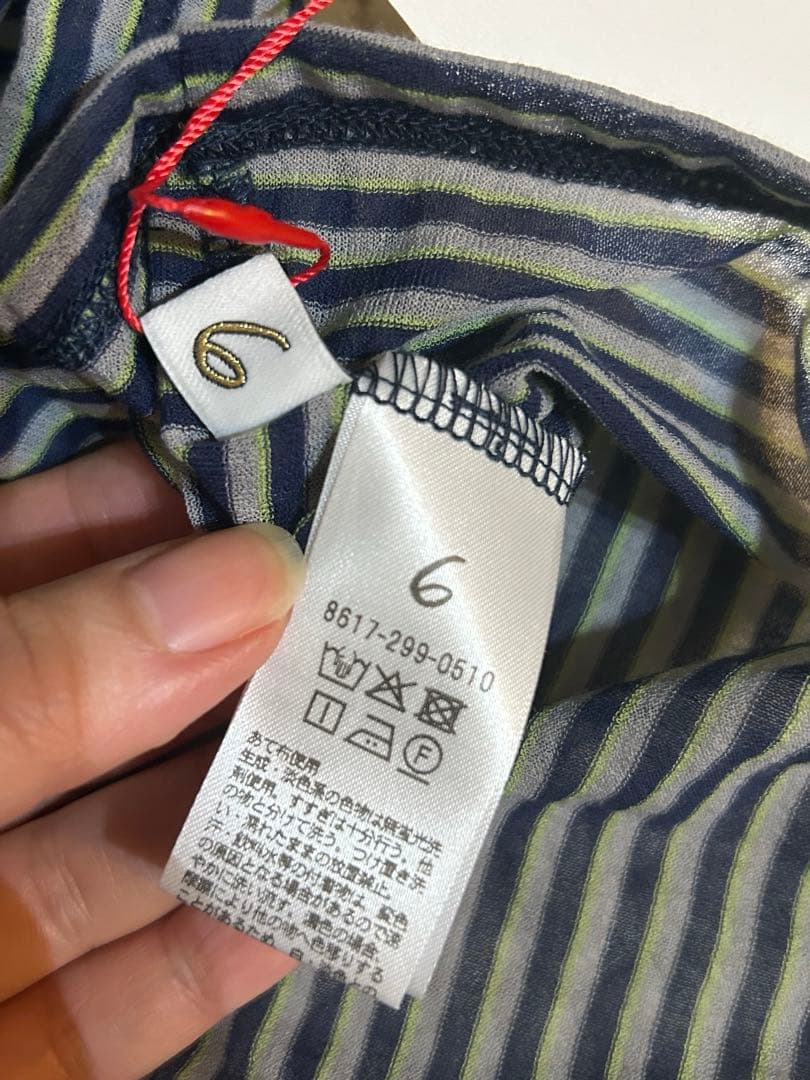 新品タグ付　6(ROKU) コットンナイロン シアーボーダーTシャツ