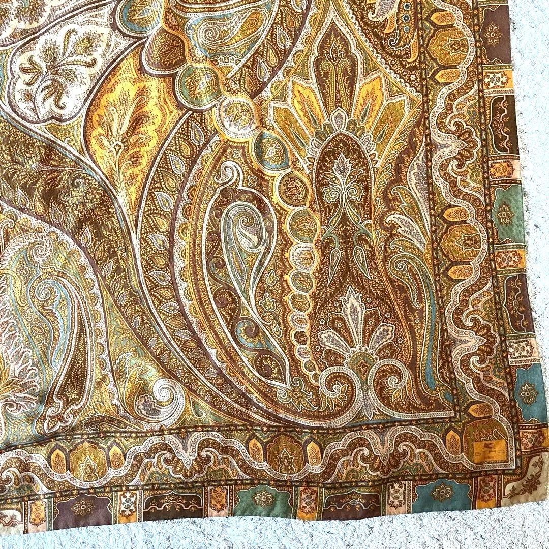 極美品✨希少 エトロ 超大判 ストール ウール/シルク混 ペイズリー柄