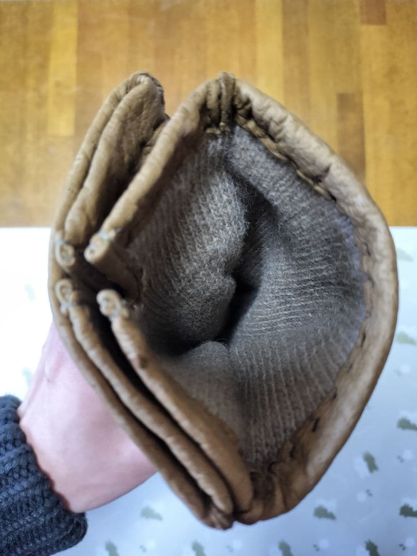 未使用　ペッカリー革手袋　カシミヤライニング　タン