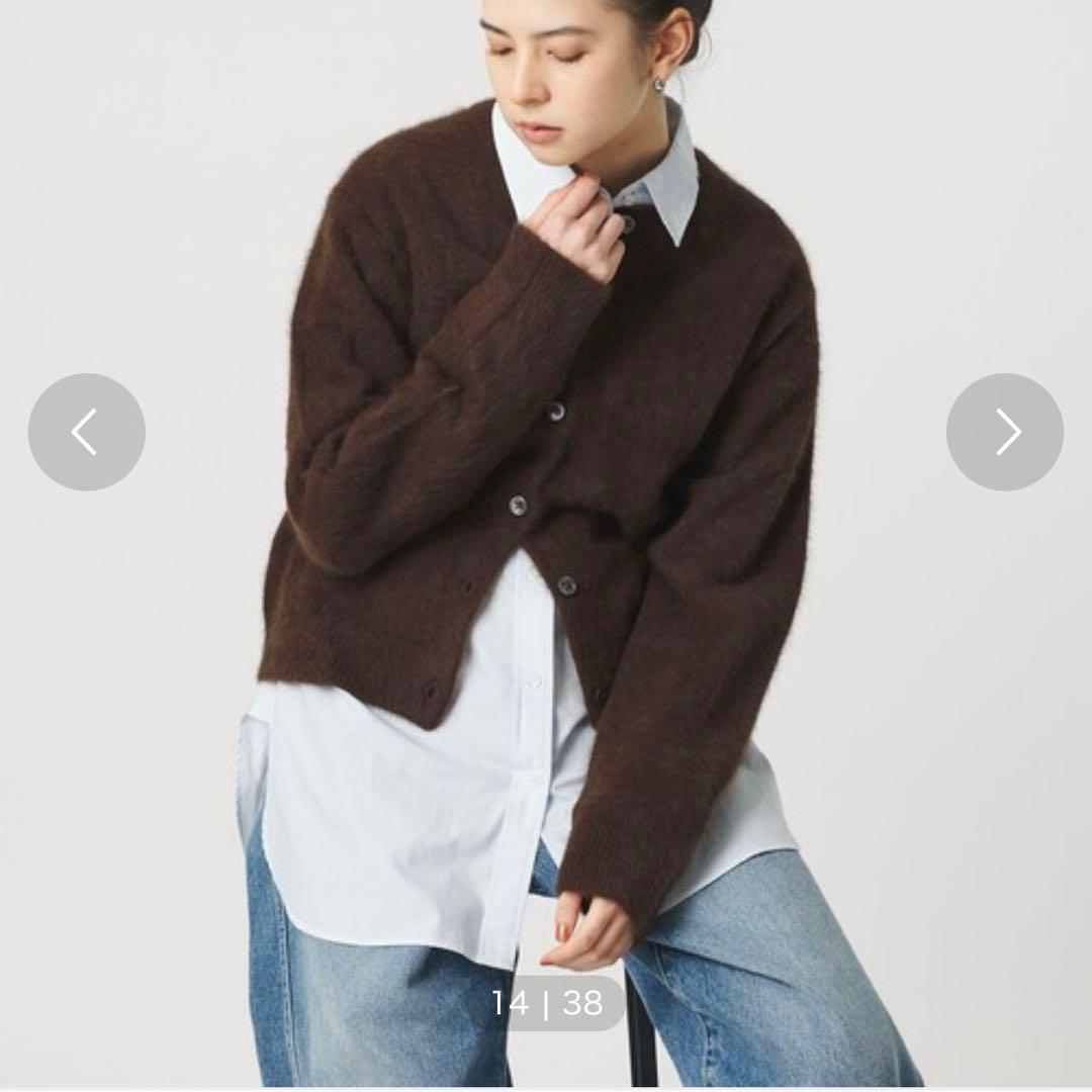 フォックスカシミヤブレンド クルーネックカー ディガン