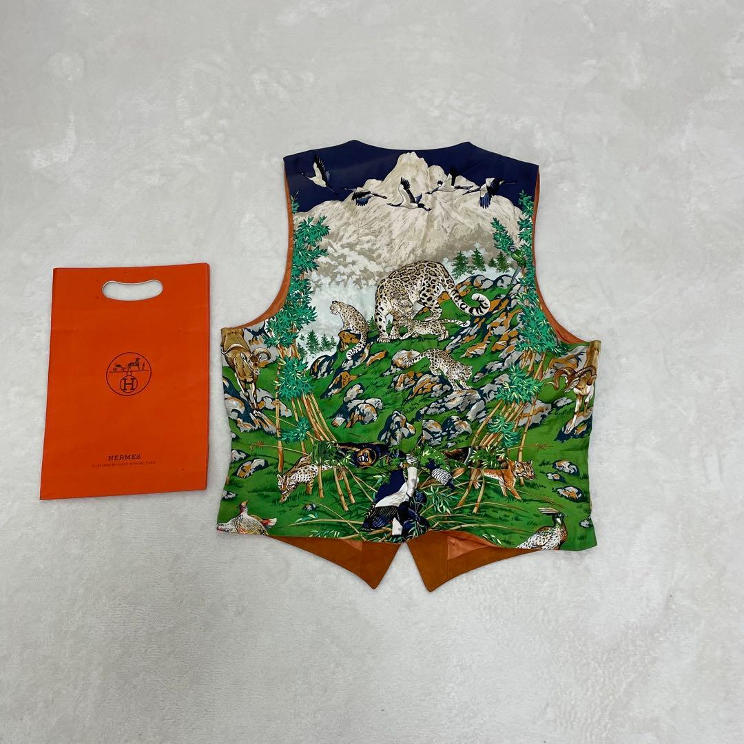 h*i様 希少 HERMES SICHUAN 四川省 ベスト ジレ 羊革 シルク