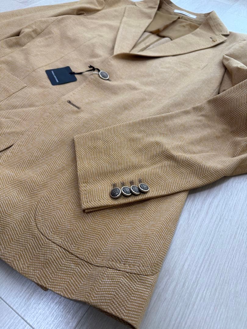 未使用 TAGLIATORE ヘリンボーンコットンジャケット 50 ベージュ