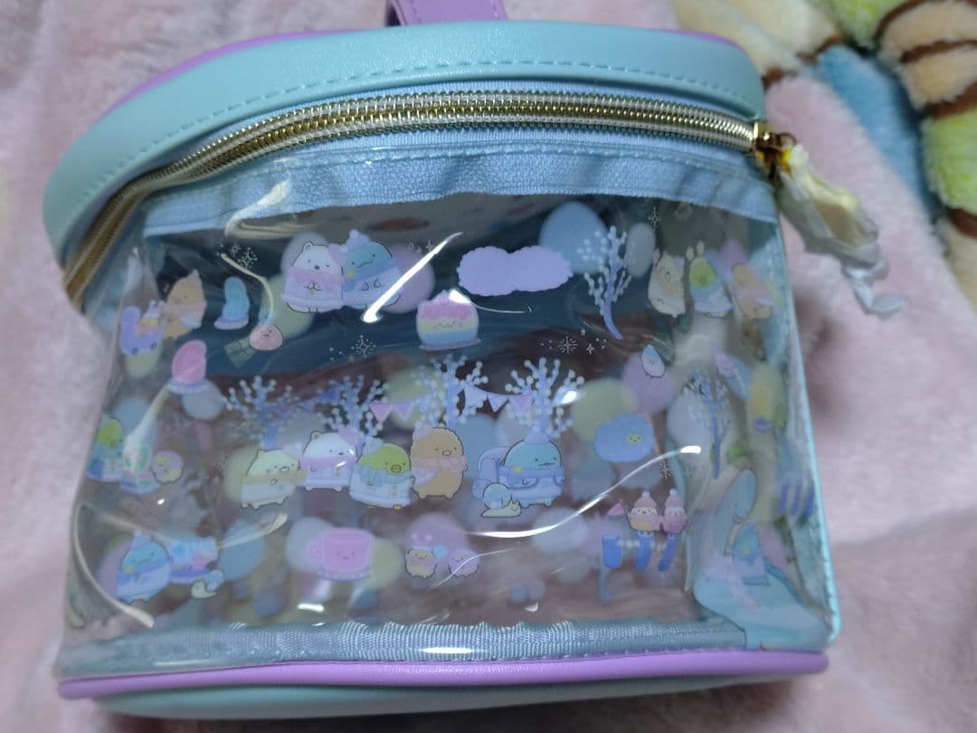 公*o様 すみっコぐらし水色バニティバッグとぬいぐるみセット 6体と収納ケース