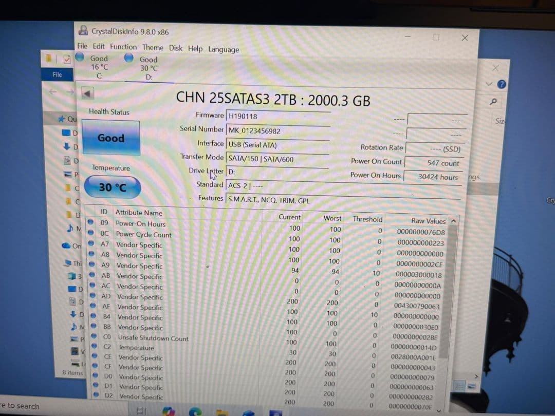 Zheino CHN 25SATAS3 2TB 動作確認済み
