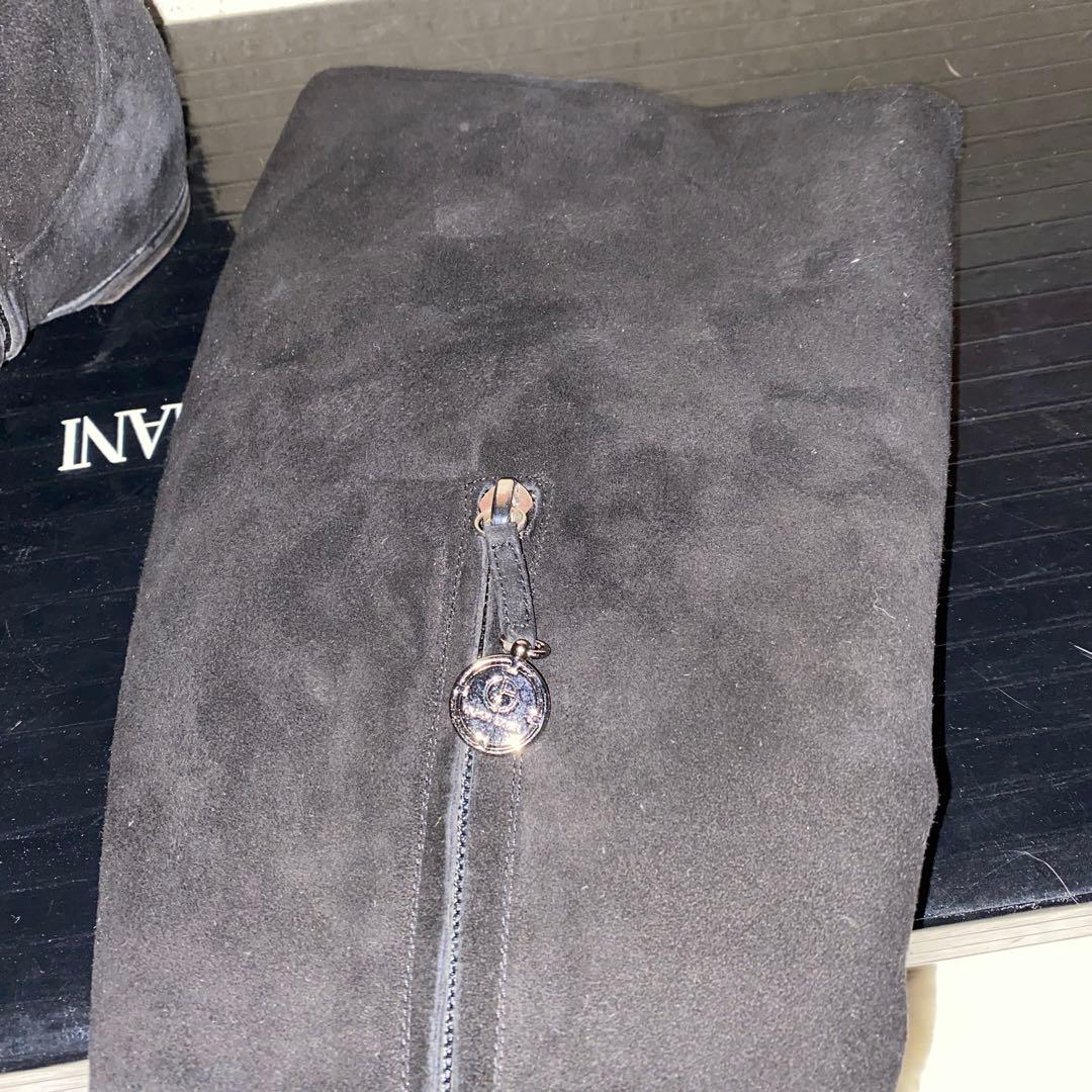 giorgio armani 黒 ヌバックロングブーツ ジッパー付き
