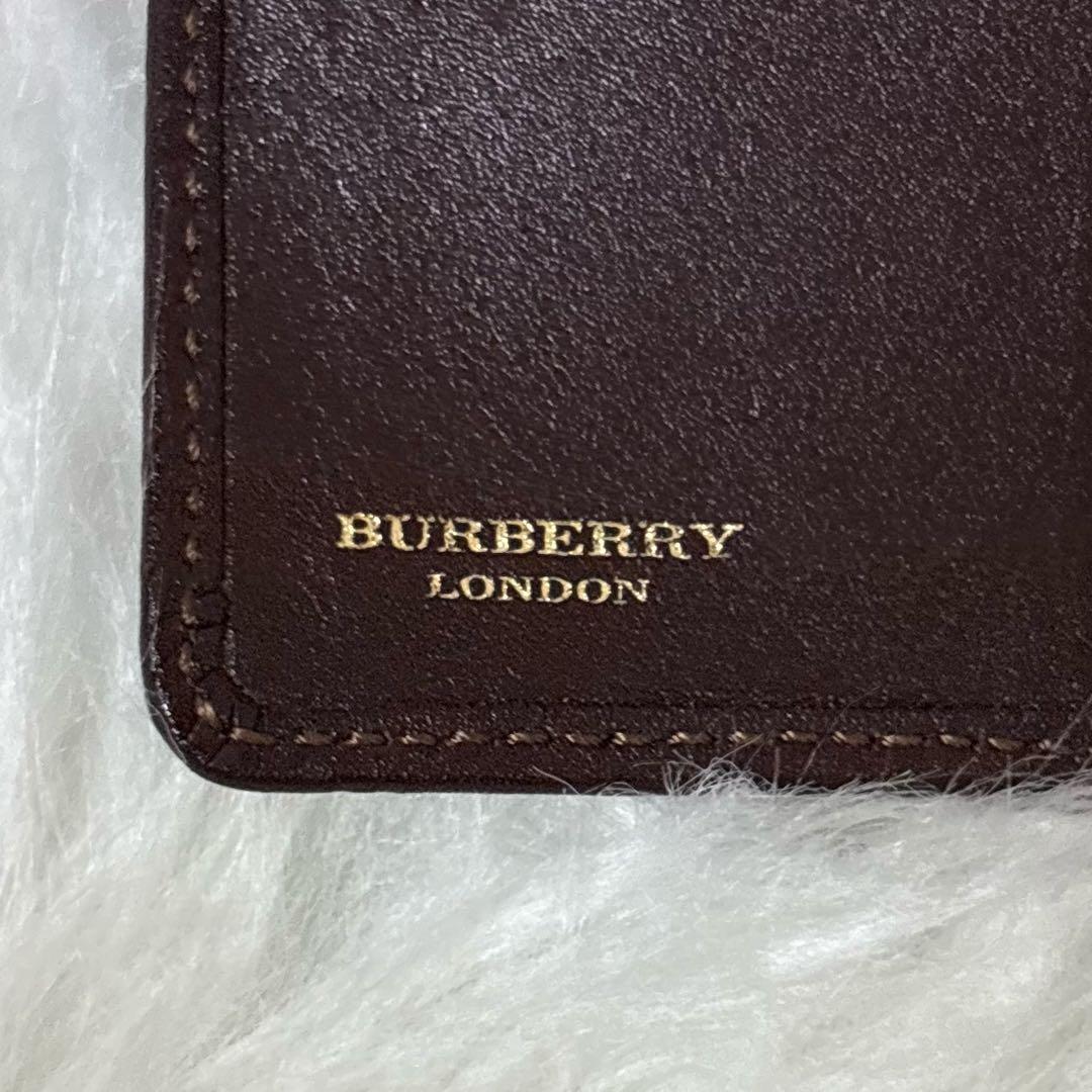 【極美品】BURBERRY レザー 2つ折り財布 ノバチェック ゴールド金具