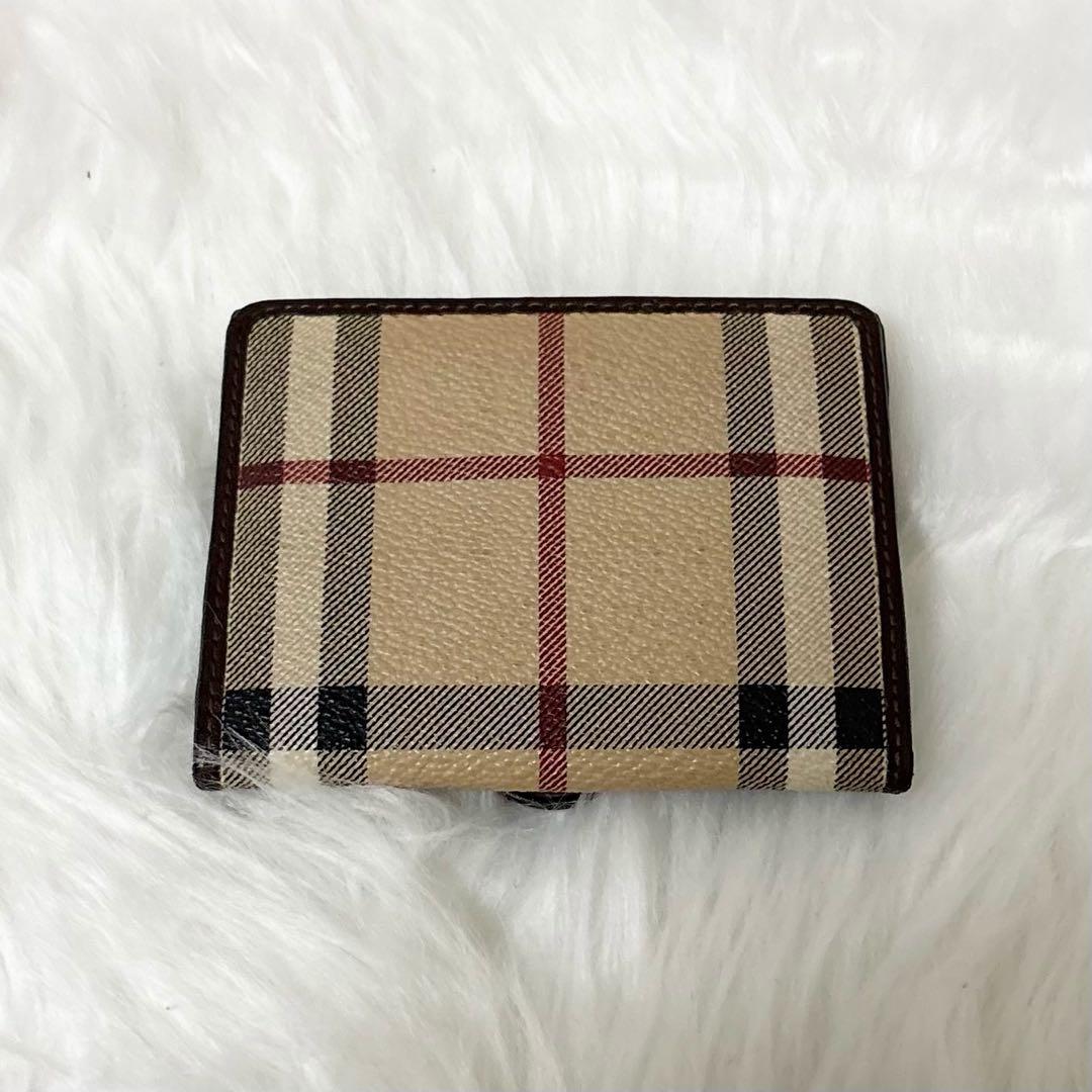 【極美品】BURBERRY レザー 2つ折り財布 ノバチェック ゴールド金具