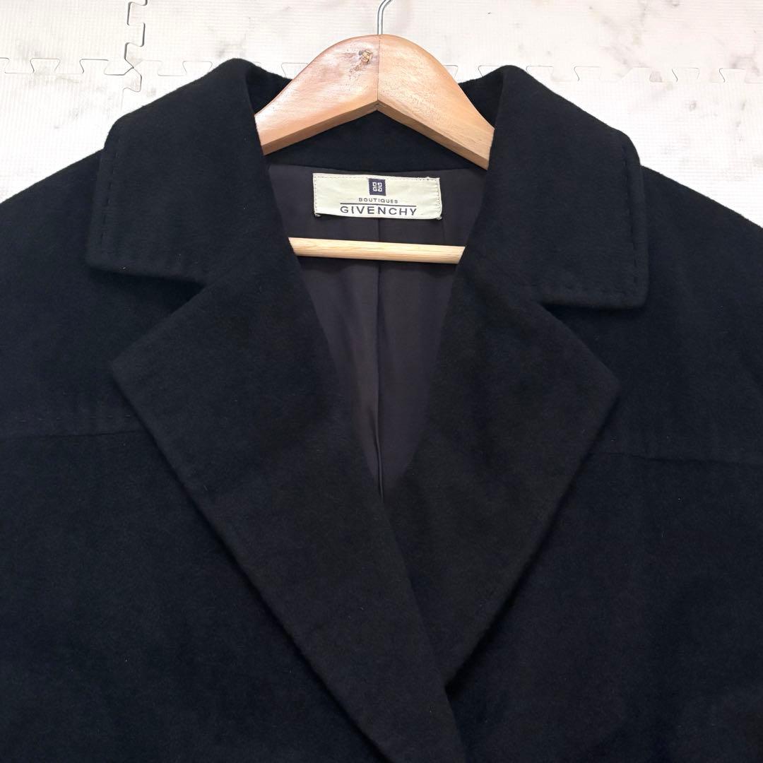 GIVENCHY 高級素材混紡 ベルテッド ロングコート ブラック 40 L相当