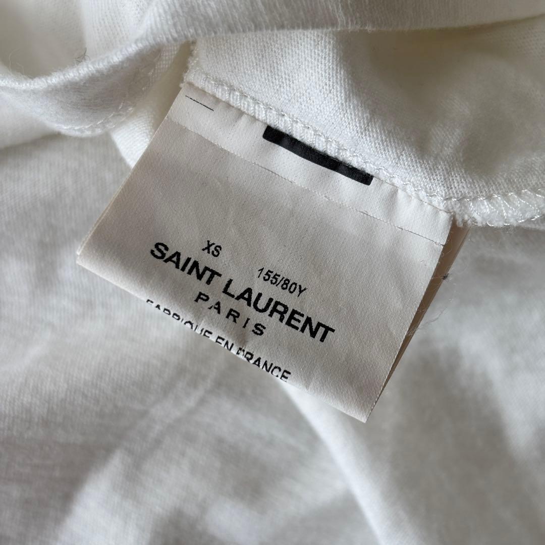 SAINT LAURENT PARIS ロゴ刺繍Tシャツ 白 XS